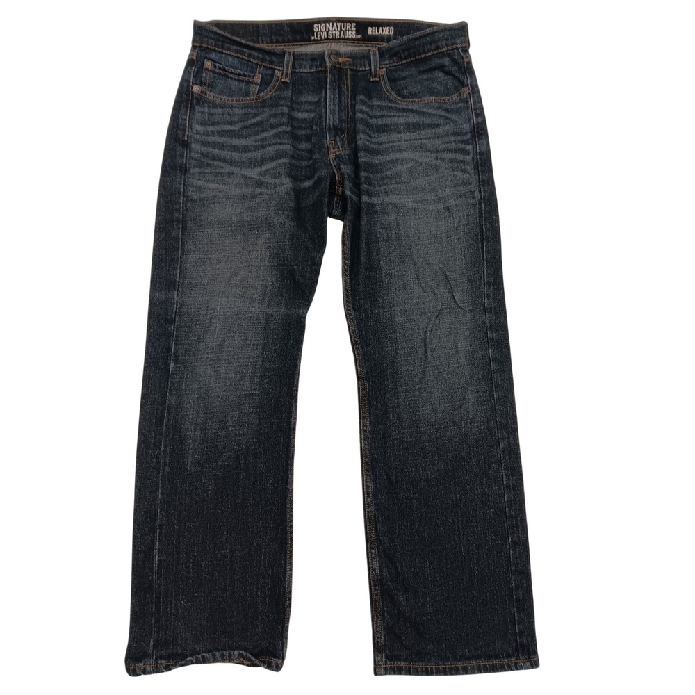 Signature by Levi Strauss Mens Relaxed Fit Dark Wash Stretch Jeans W36 L29